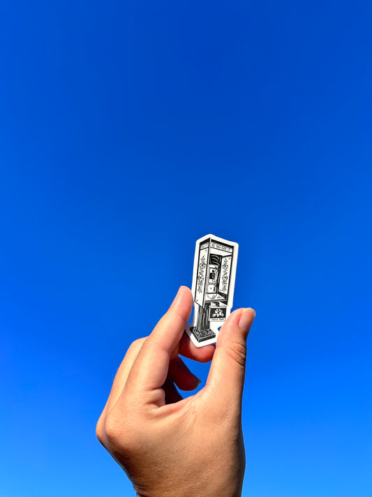 “Call it as you see it” Vintage Black & White Phone Booth  Sticker