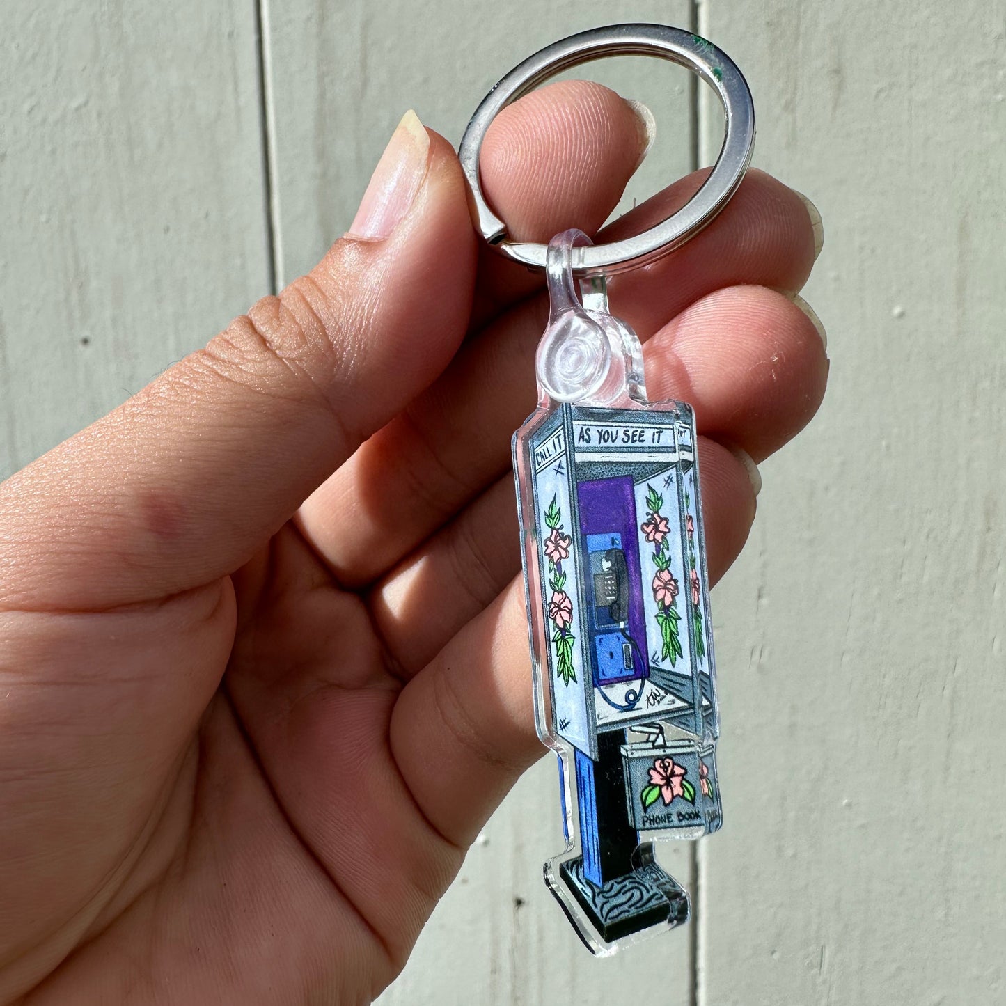 “Call It As You See It” Retro Phone Booth Acrylic Keychain