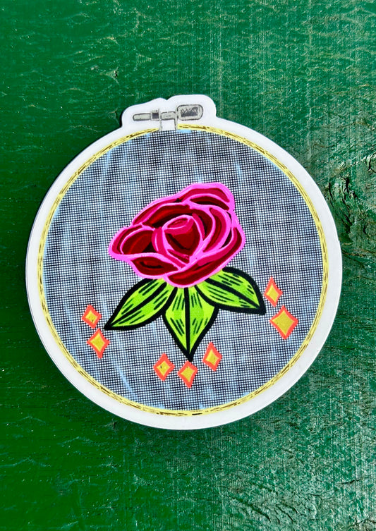 Embroidered Rose Sticker