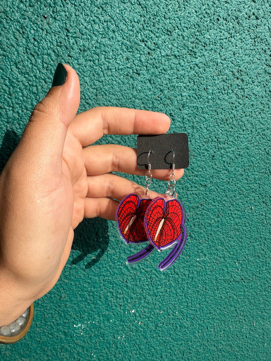 Anthurium Flower Acrylic Earrings