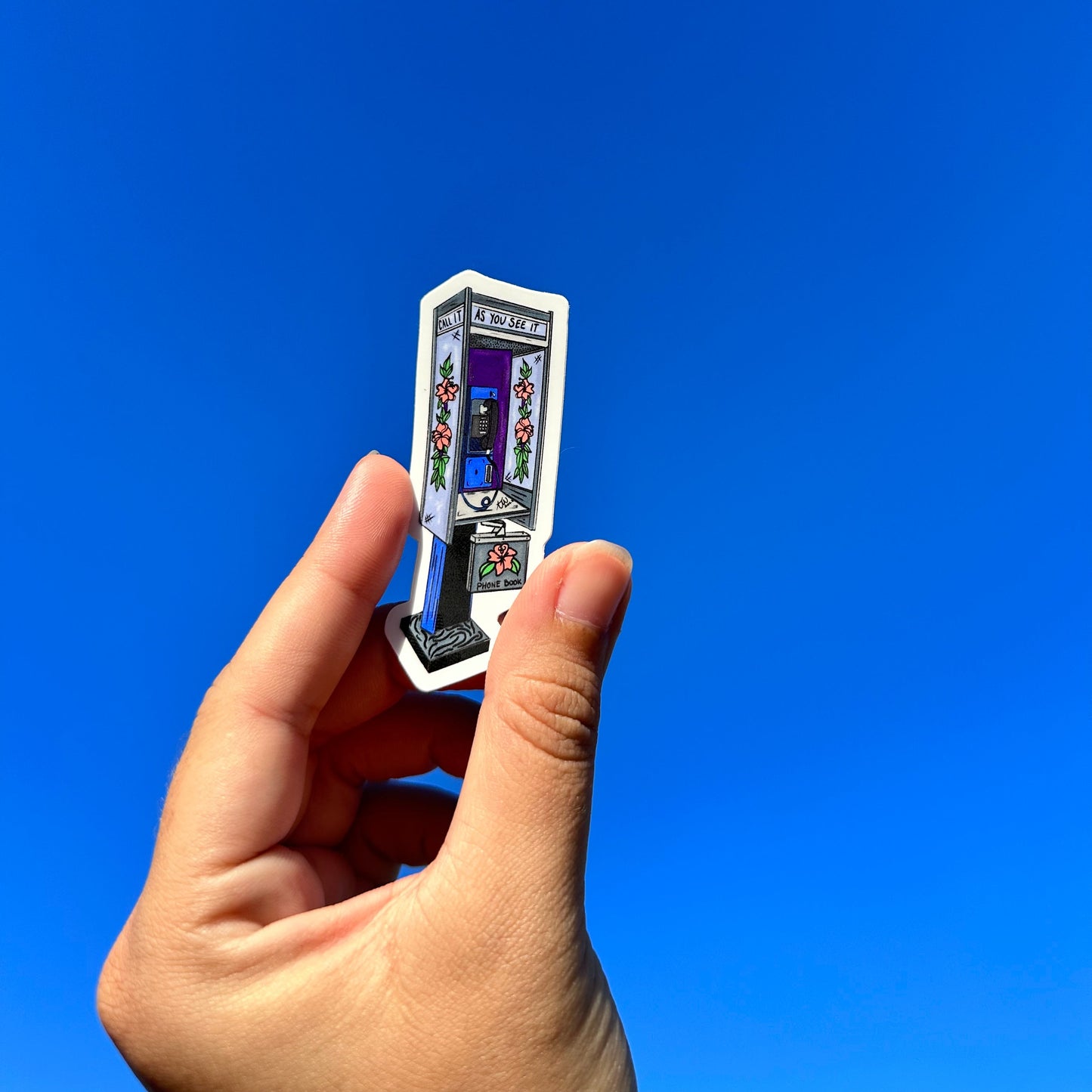 “Call it as you see it” Color Retro Phone Booth Sticker