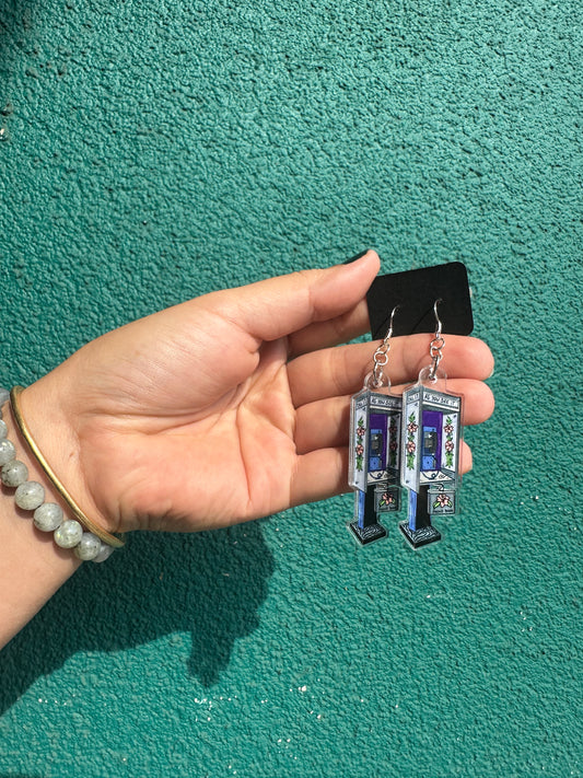 “Call It As You See It” Retro Phone Booth Acrylic Earrings