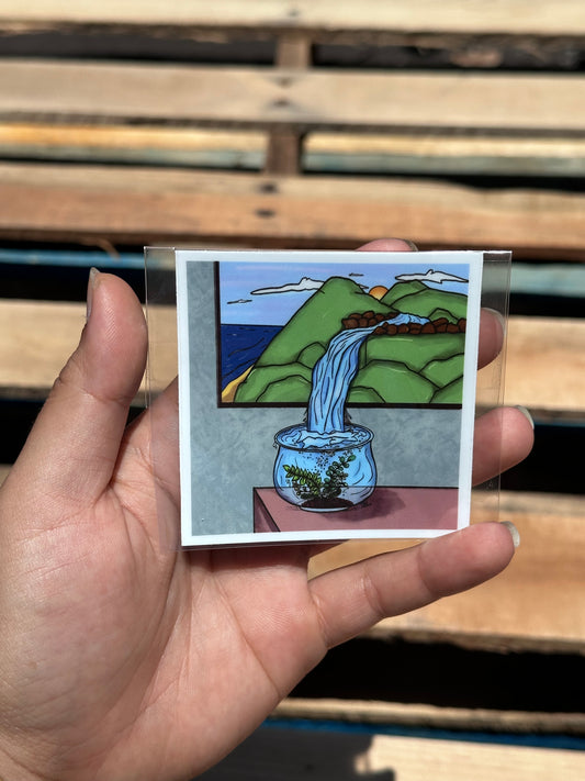 Pouring River into the Home Square Sticker