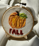 Fall Pumpkin Hand Embroidery Hoop Art