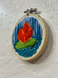 "Flower in the Water" Hoop Hand-Embroidered Artwork