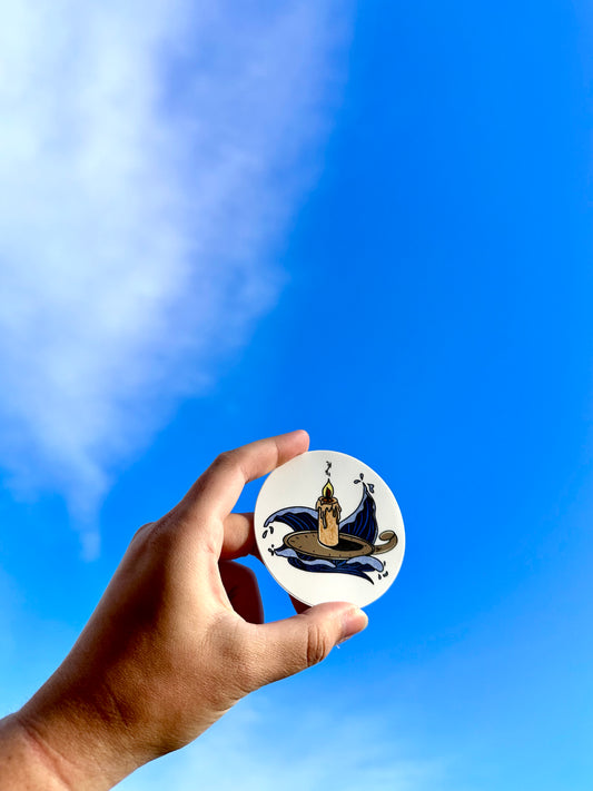 "Candle above the Waves" Sticker
