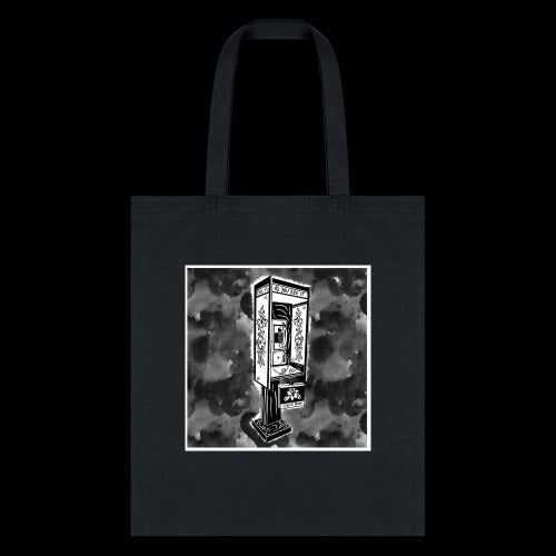 ”Call it as you see it” Vintage Phone Booth Black Tote Bag
