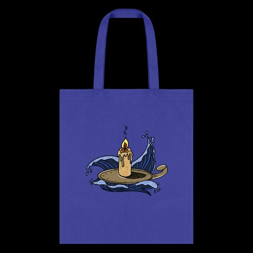 "Candle above the Waves" Purple Tote Bag