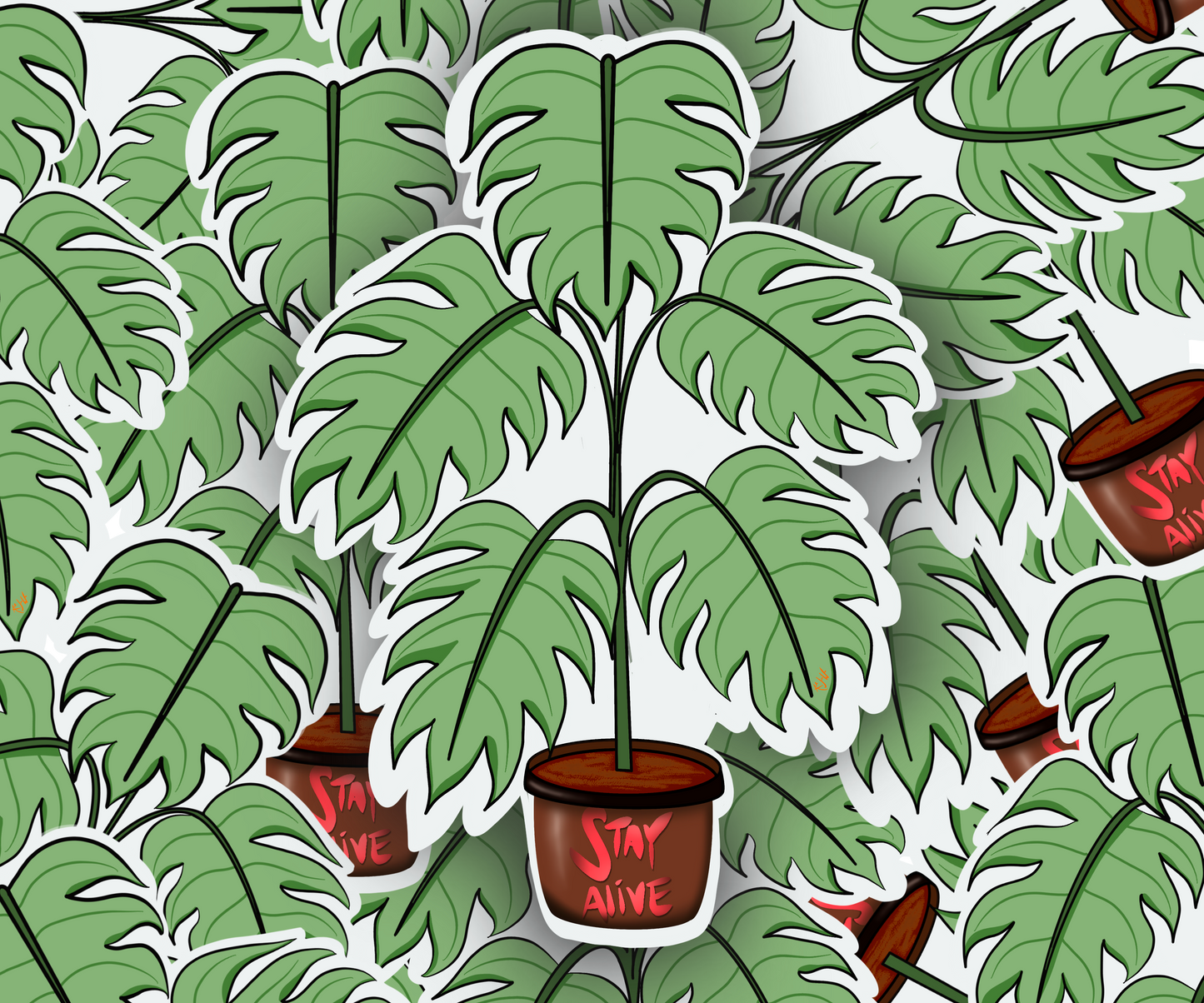 “Stay Alive” House Plant Clear Sticker