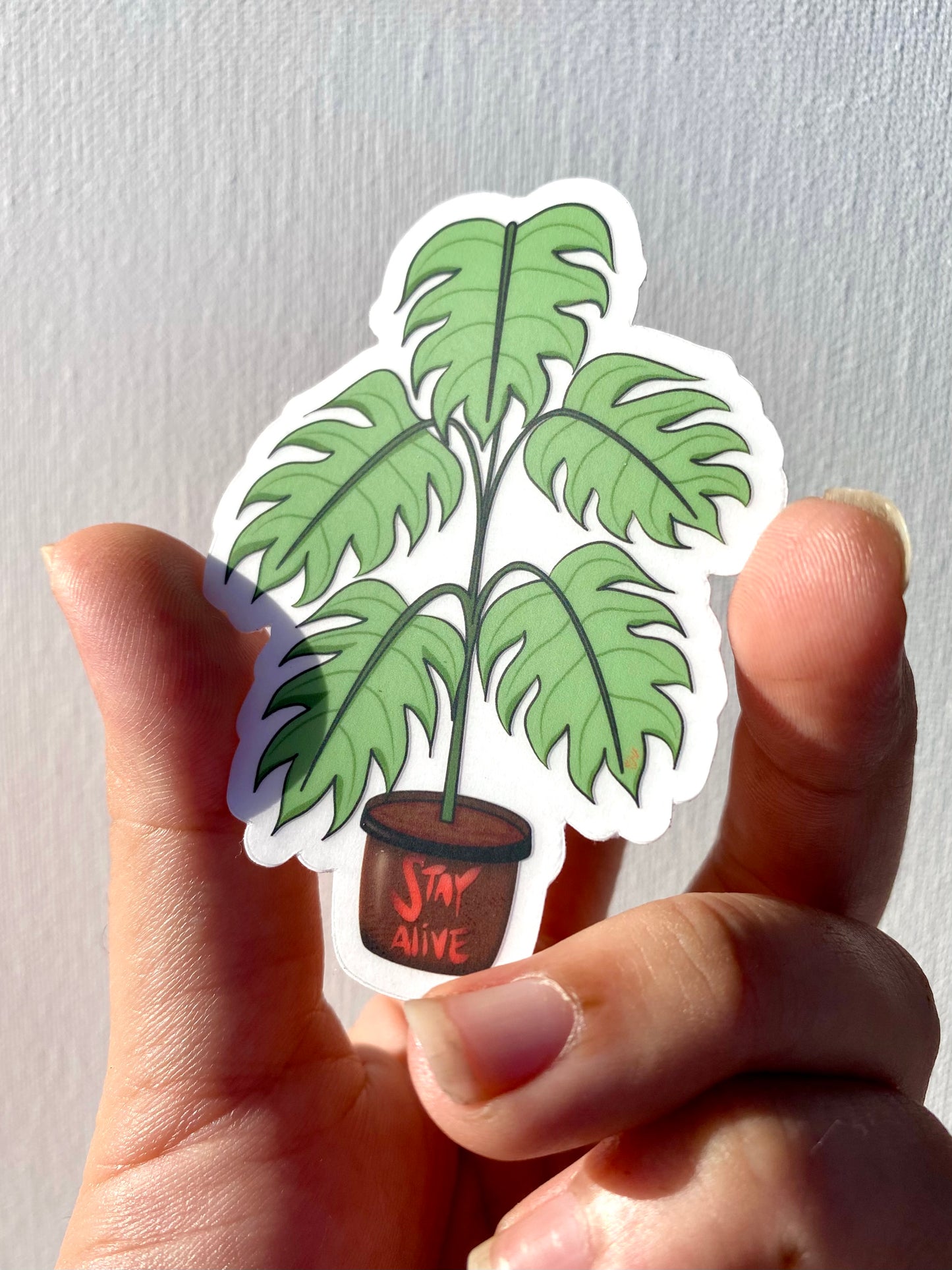 “Stay Alive” House Plant Clear Sticker