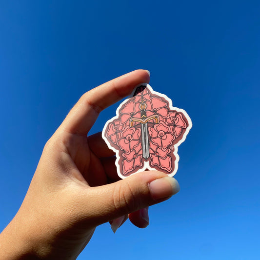 "A Dagger on a Bed of Flowers" Sticker