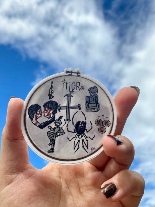 The Embroidered Stitched Emo Band of Albums Sticker