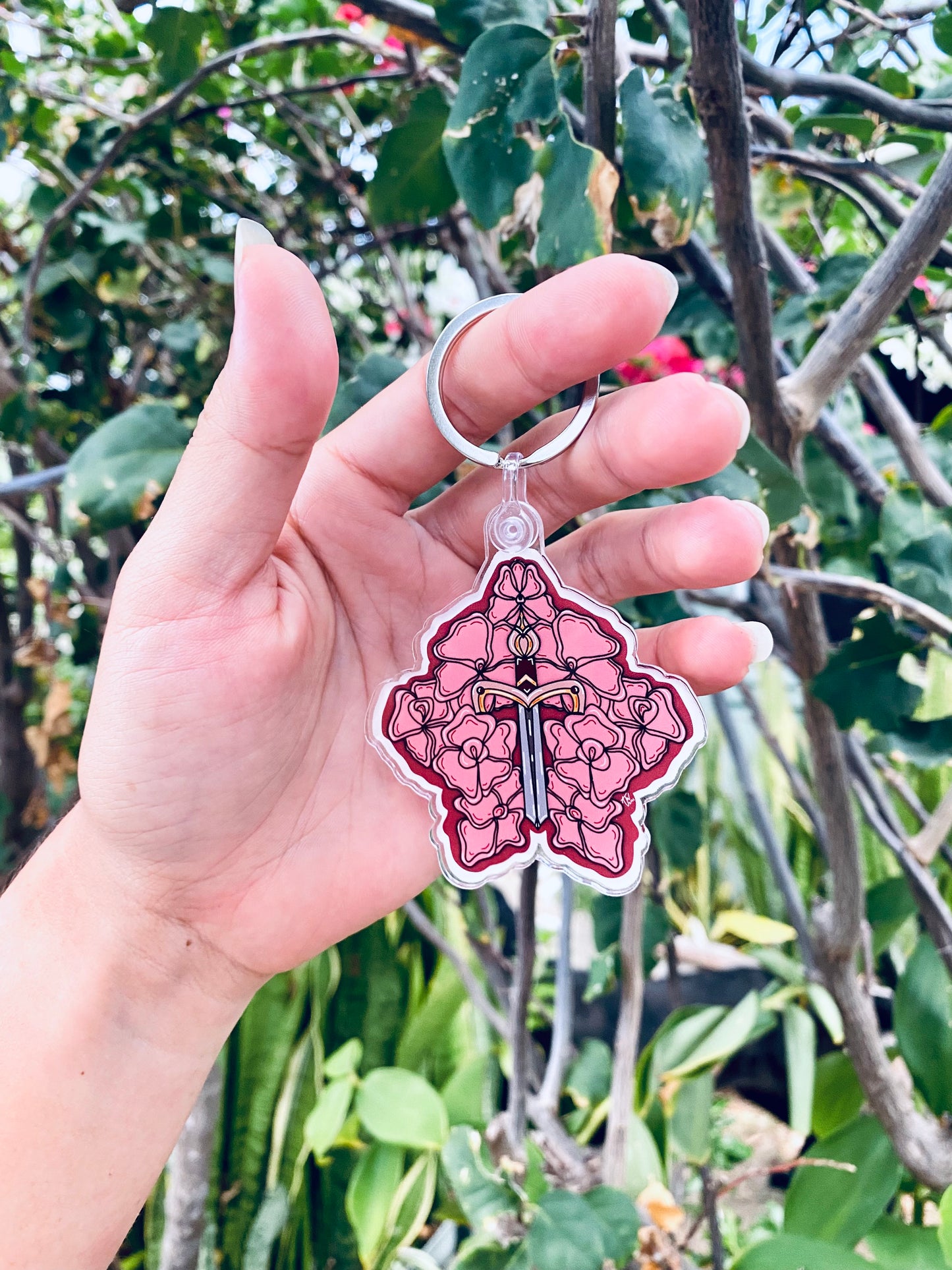 “A Dagger on a Bed of Flowers" Key Chain