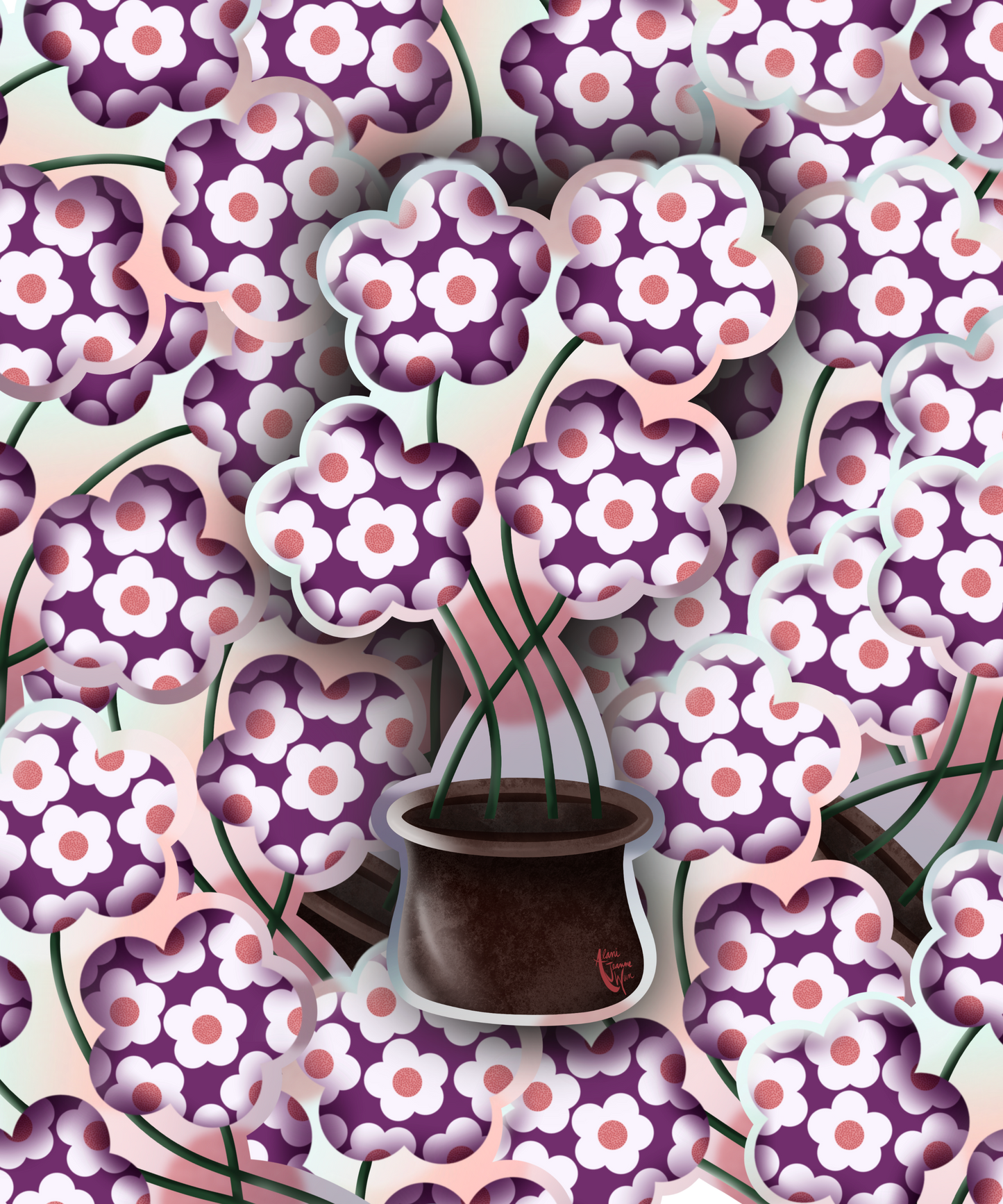 Puffy Potted Flower Sticker