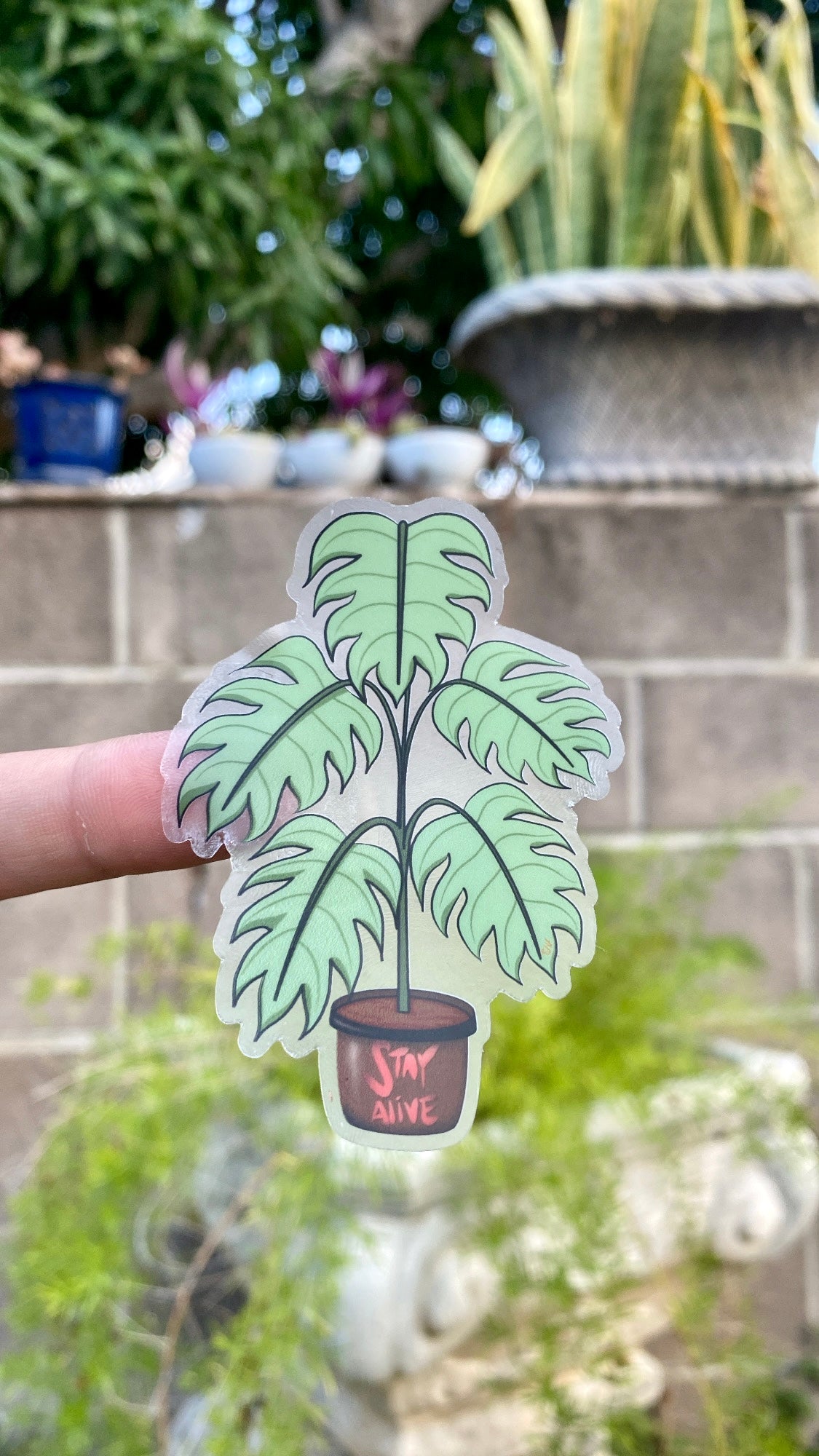 “Stay Alive” House Plant Clear Sticker