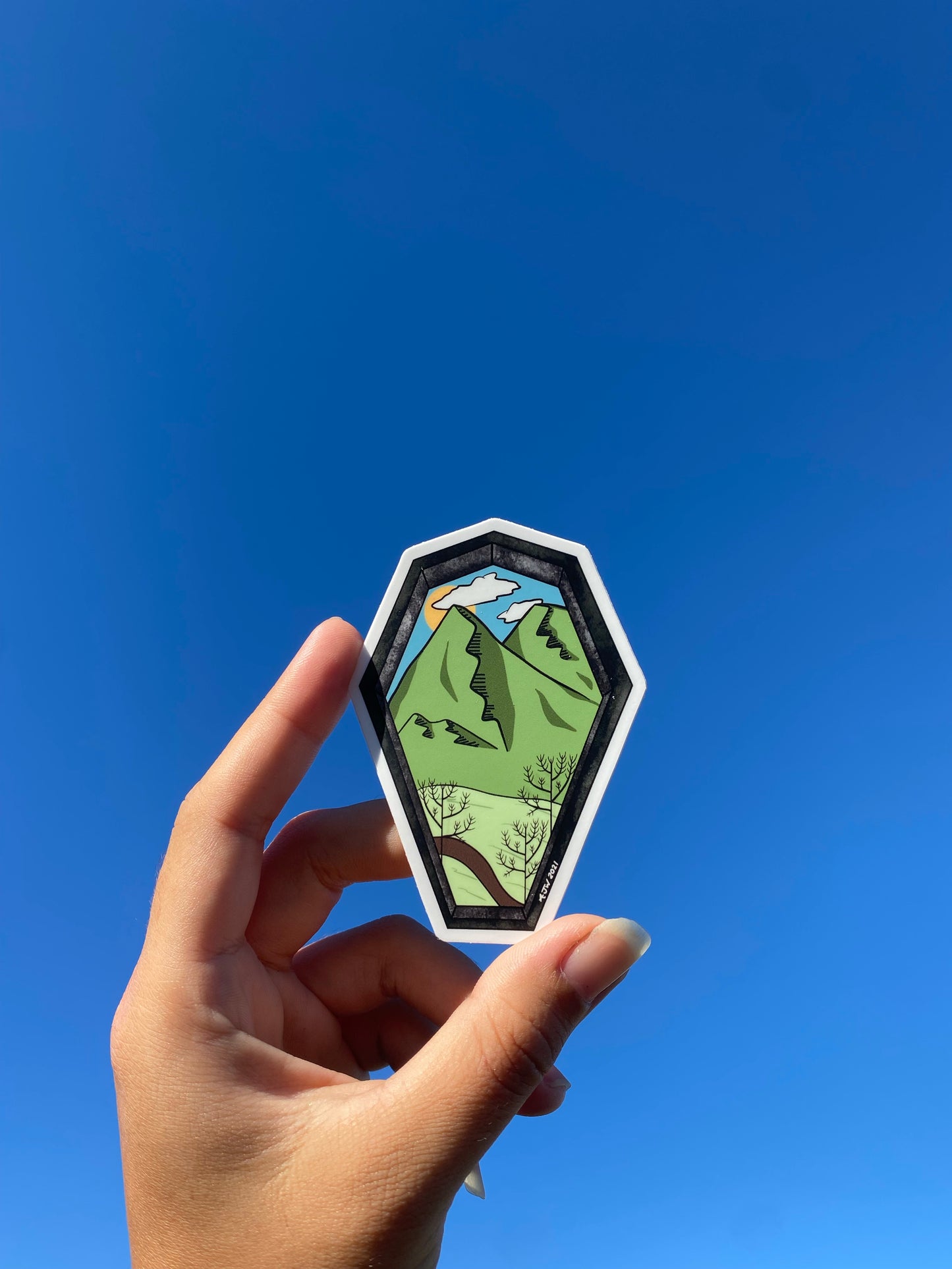 "Window Framed Mountains" Sticker