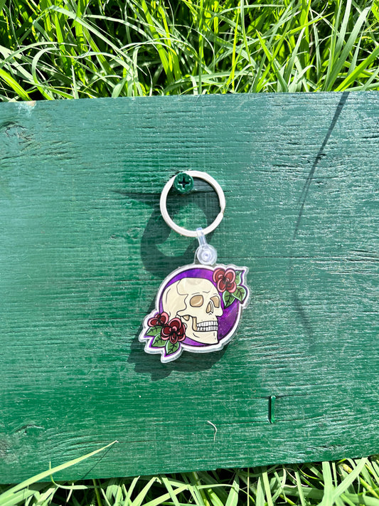 Skull & Flowers Acrylic Keychain