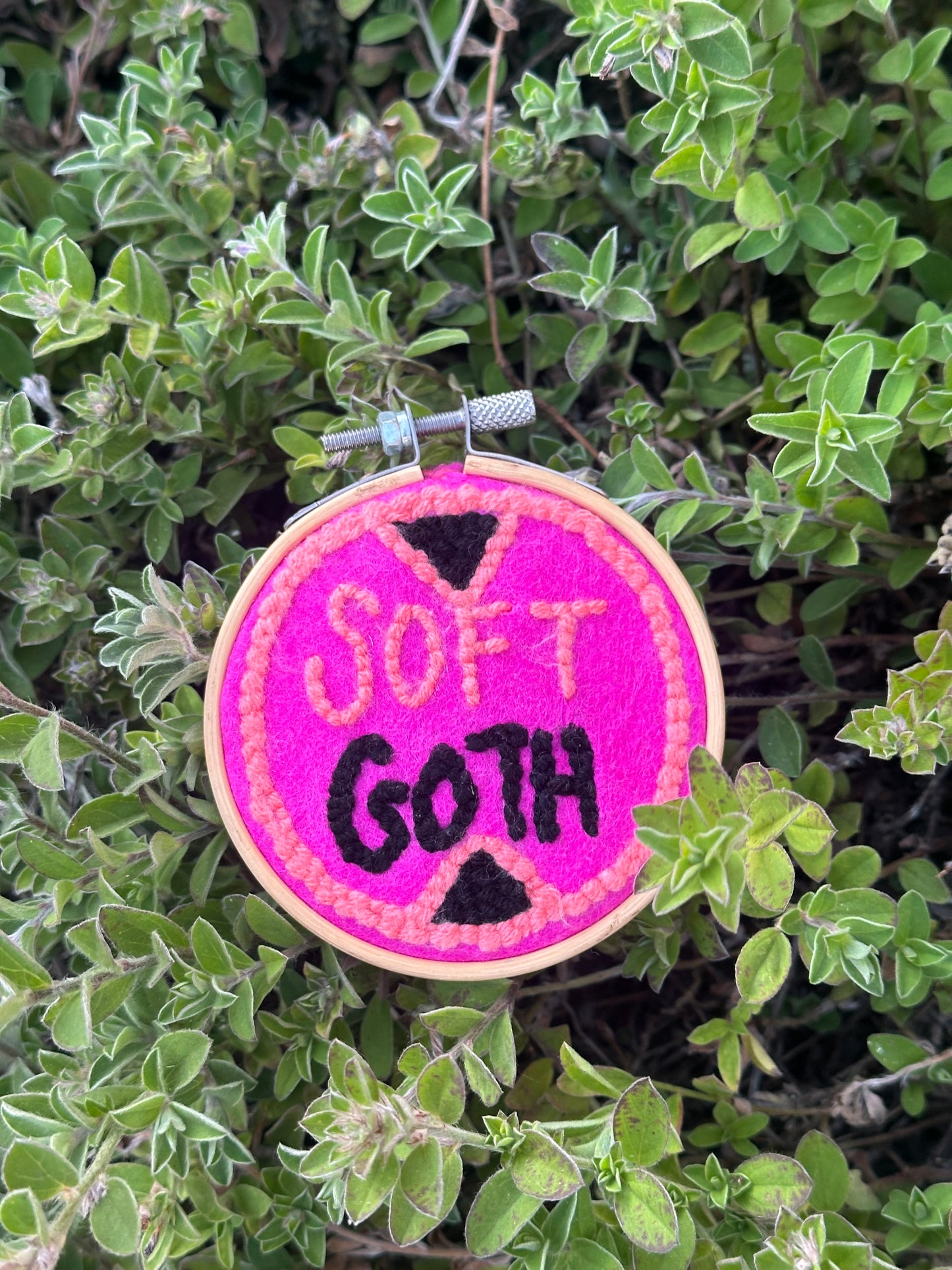 “Soft Goth” Needle-Punch Hoop Artwork