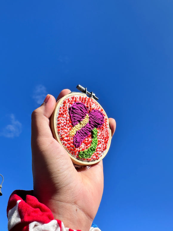 Anthurium Flower Hand-Embroidered Hoop Artwork