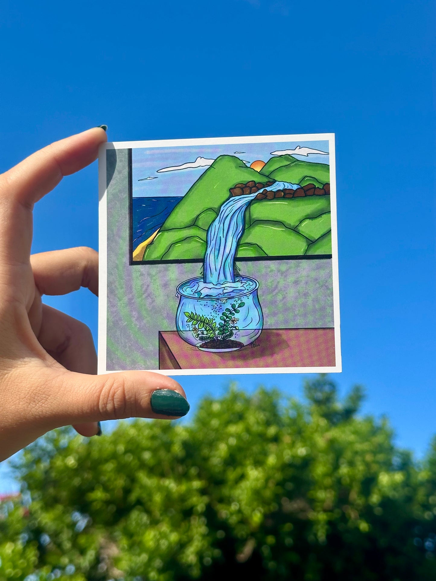 “Waterfall into the Living-room” Mini Glossy Print