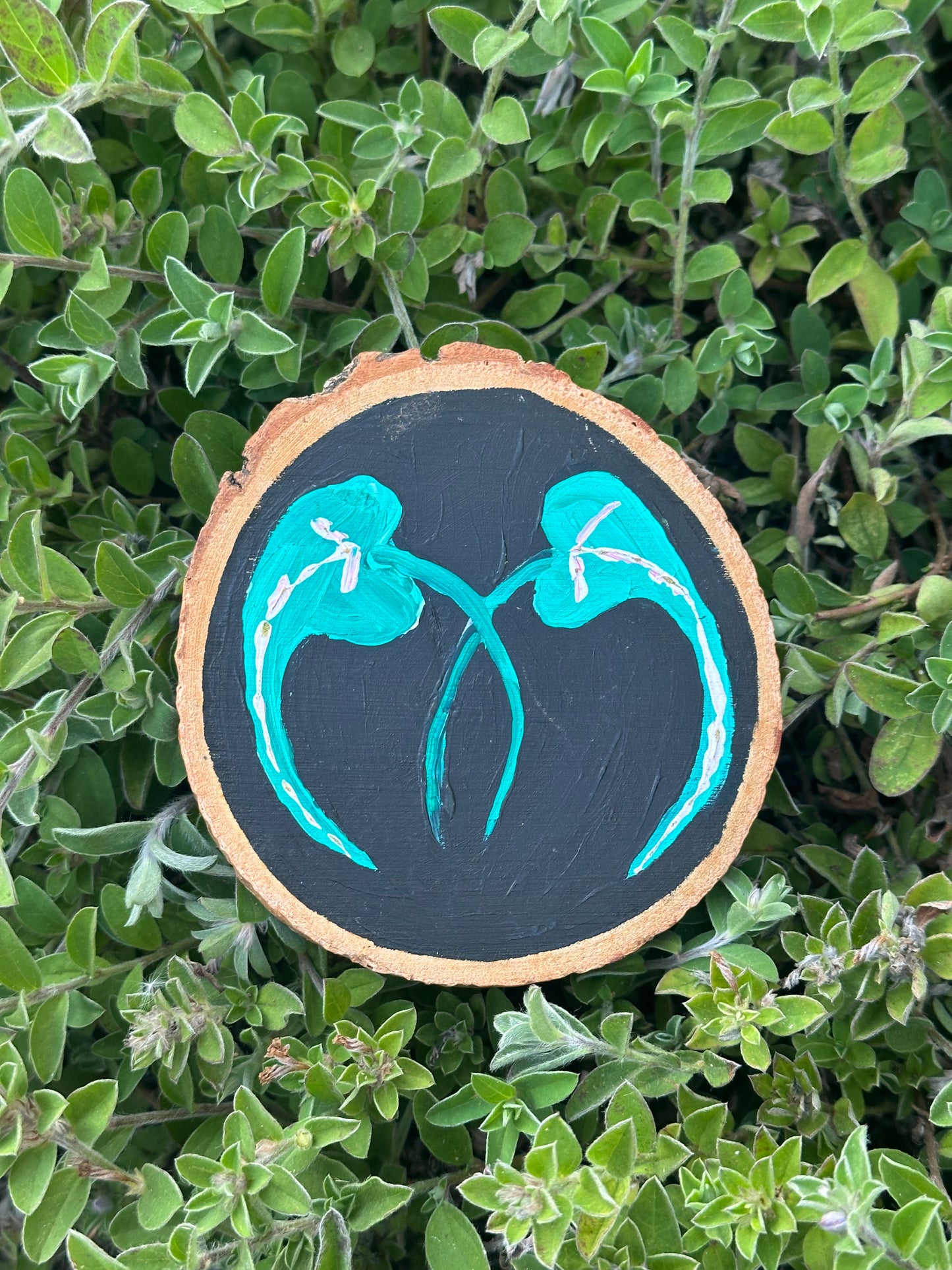 Drooping Garden Leaves Wood Painting