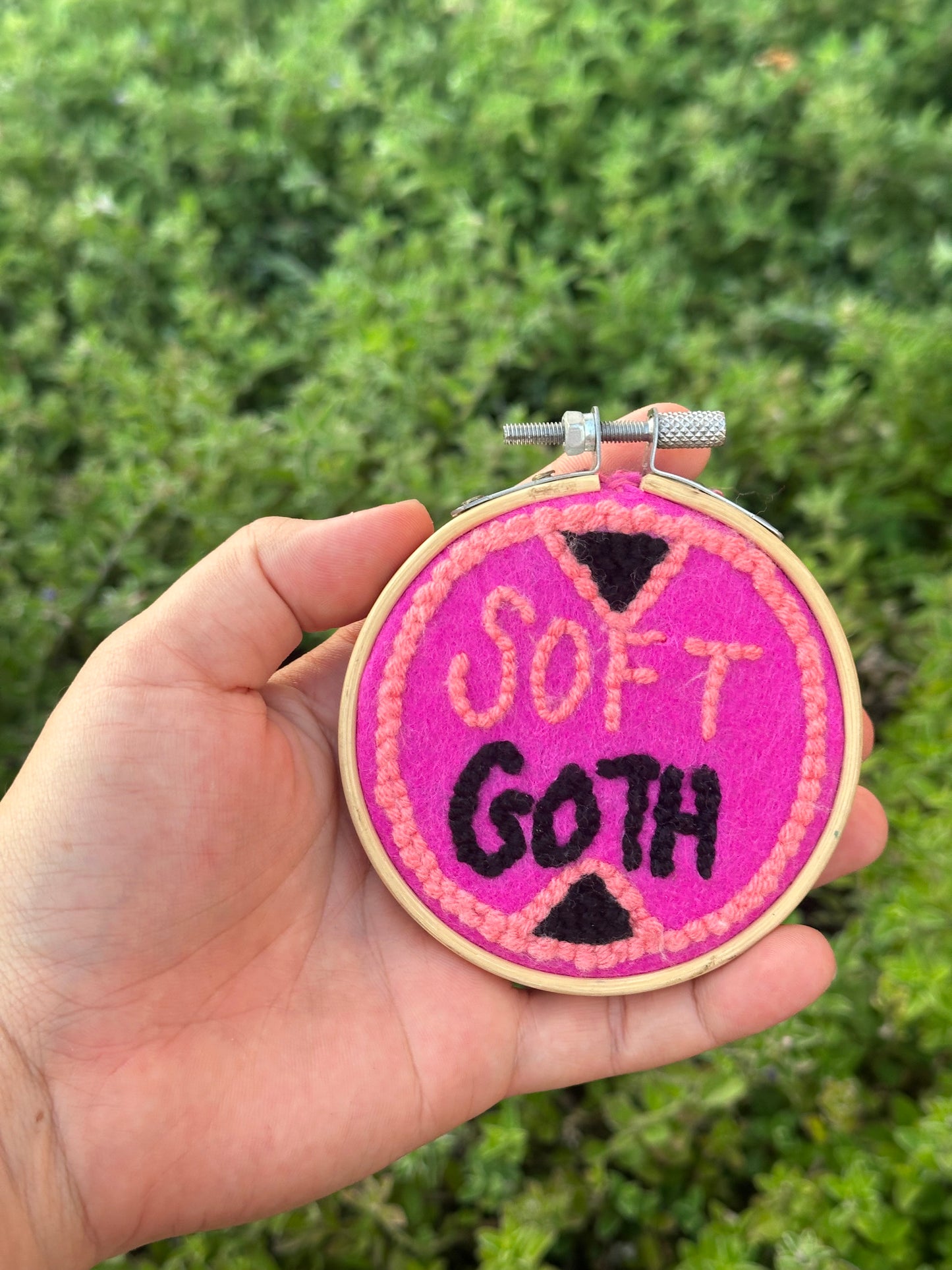 “Soft Goth” Needle-Punch Hoop Artwork
