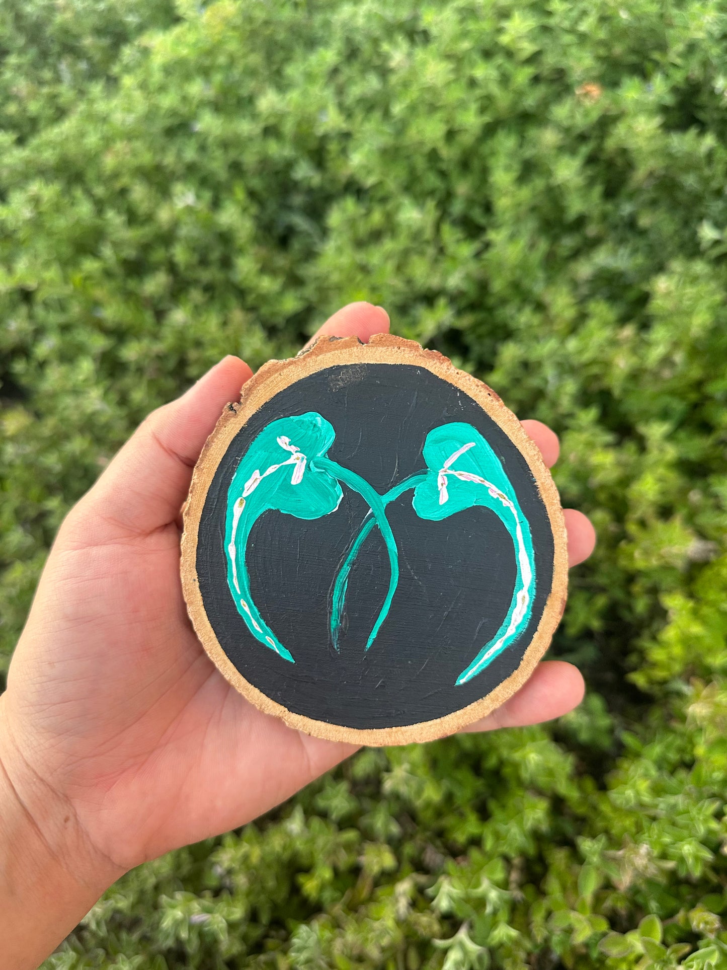 Drooping Garden Leaves Wood Painting