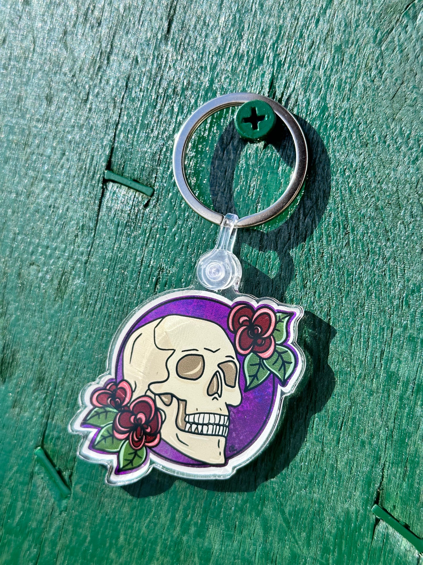 Skull & Flowers Acrylic Keychain