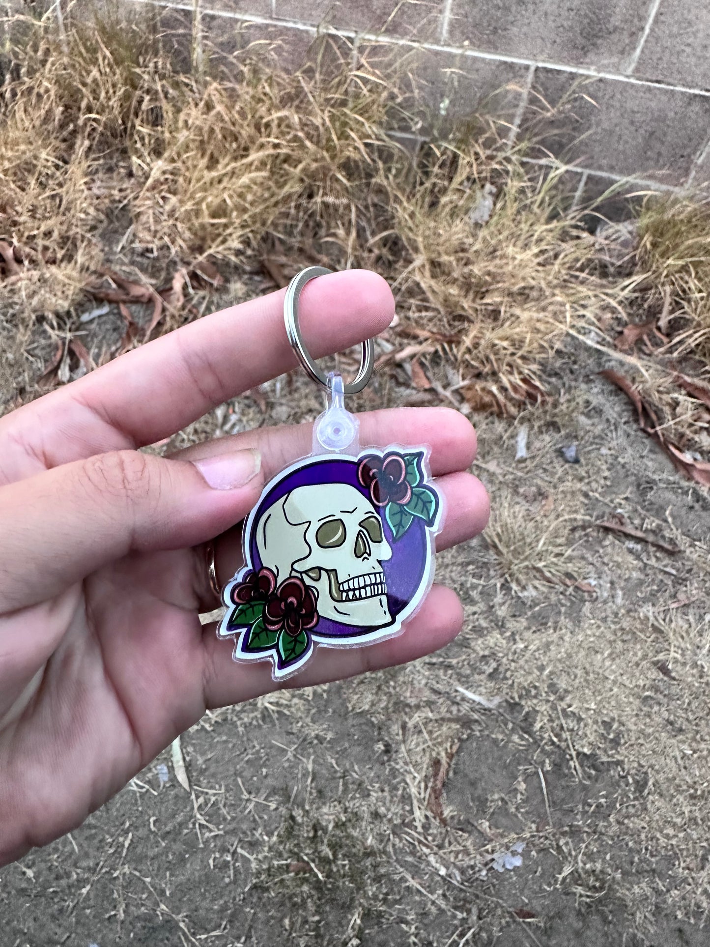 Skull & Flowers Acrylic Keychain