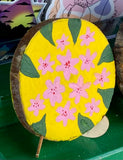 Pink Flower Wood Painting
