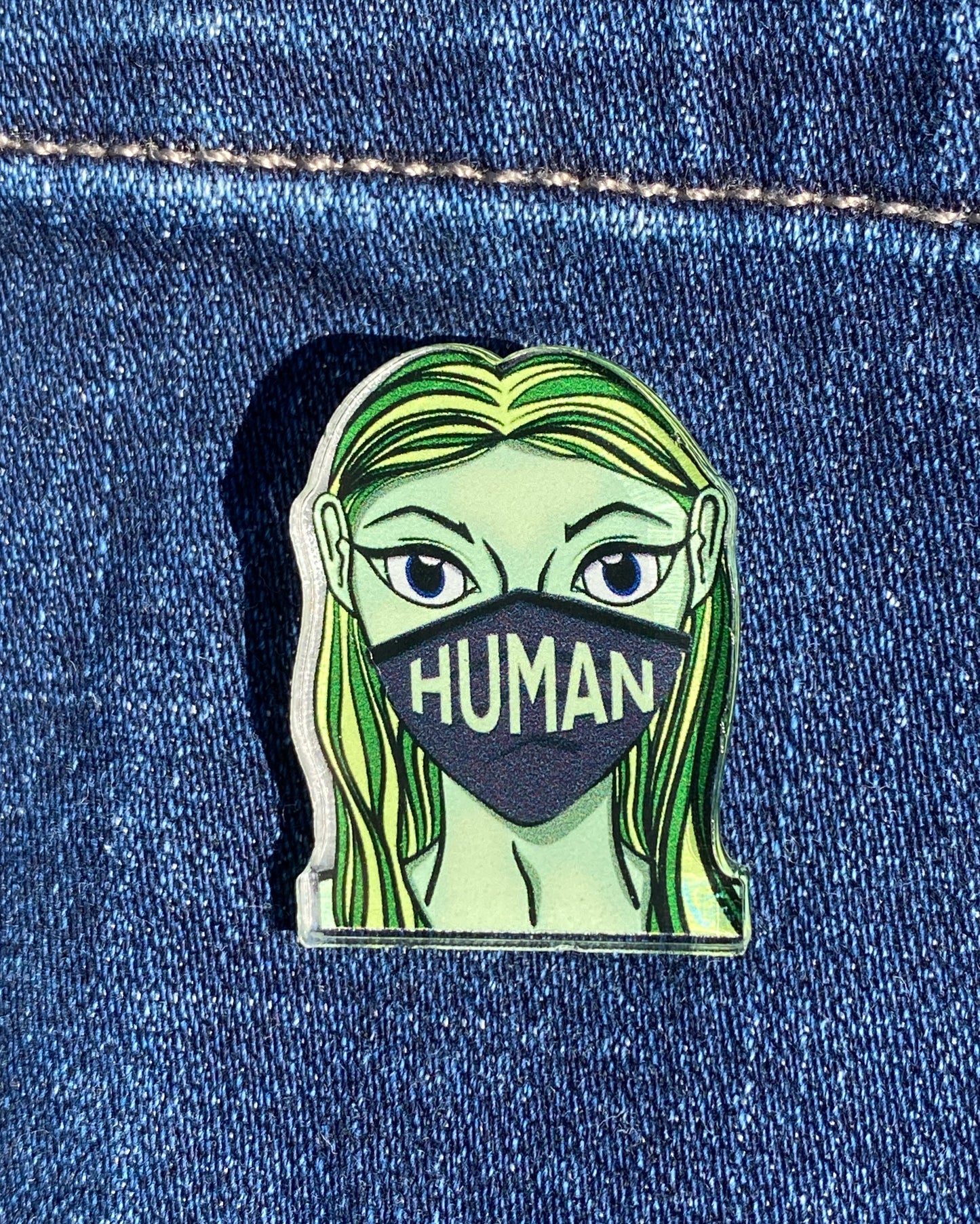 The Masked Girl: Acrylic Pin